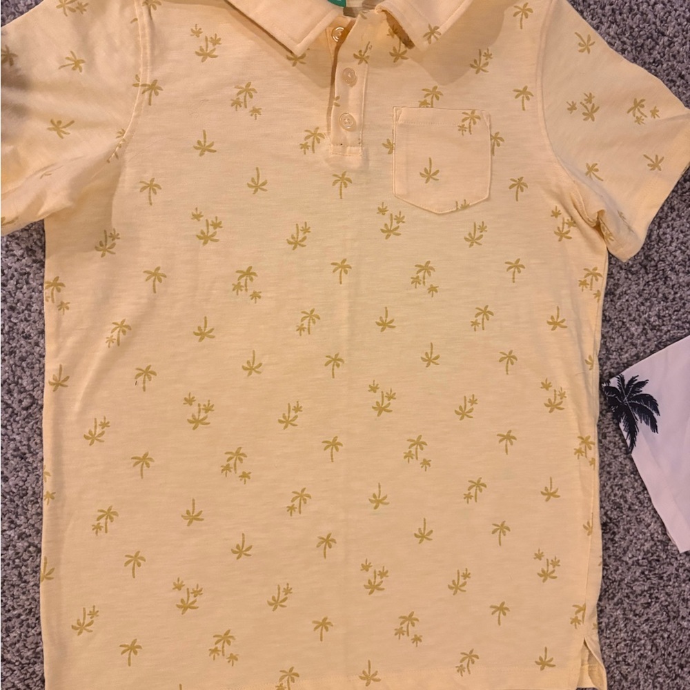 Yellow Palm Print Kids Shirt - Picture 2 of 4